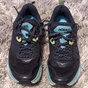 Hoka One One Women's Navy with Teal and Lime Running Shoes